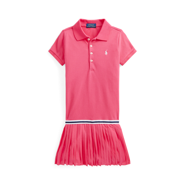 Geplooide mesh Polo-jurk met stretch