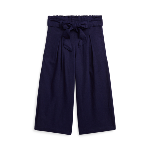 Linen-Blend Wide-Leg Cropped Trouser