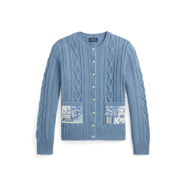 Cardigan in cotone con patchwork