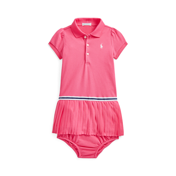 Pleated Mesh Polo Dress &amp; Bloomer