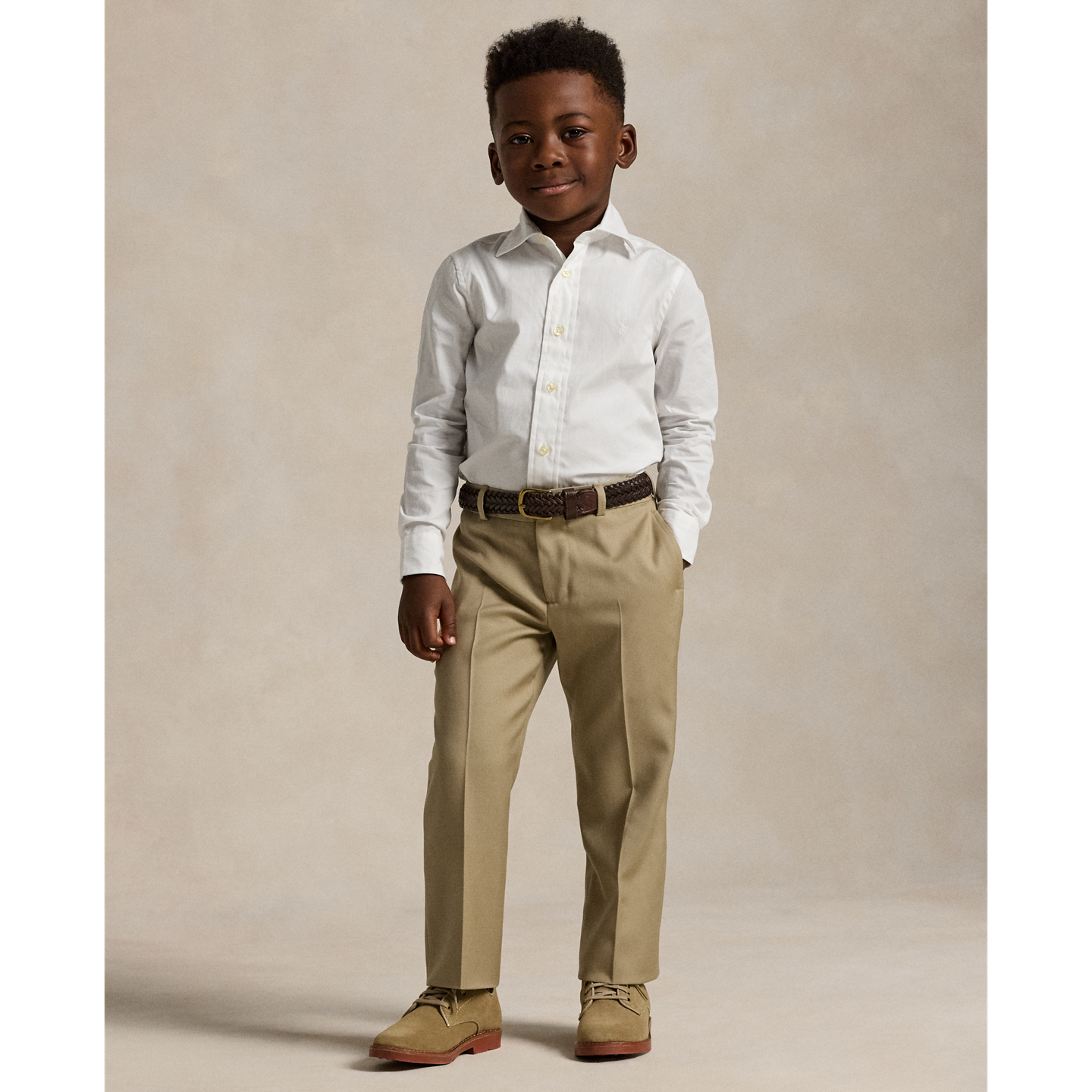 Детская рубашка Ralph Lauren Regent Slim Fit Cotton Dress Shirt, цвет: Белый — фото 4