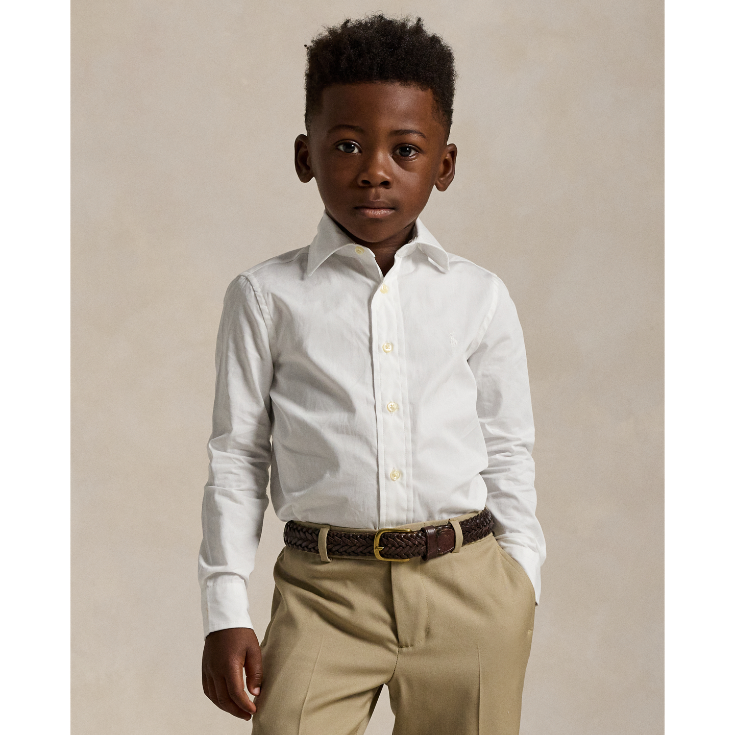 Детская рубашка Ralph Lauren Regent Slim Fit Cotton Dress Shirt, цвет: Белый — фото 5
