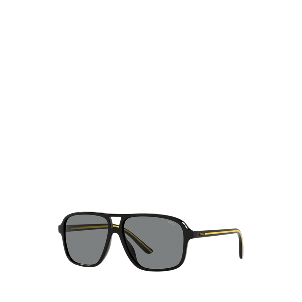 Striped-Temple Pilot Sunglasses