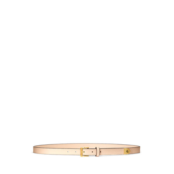 Logo-Tip Pebbled Leather Belt Lauren 1