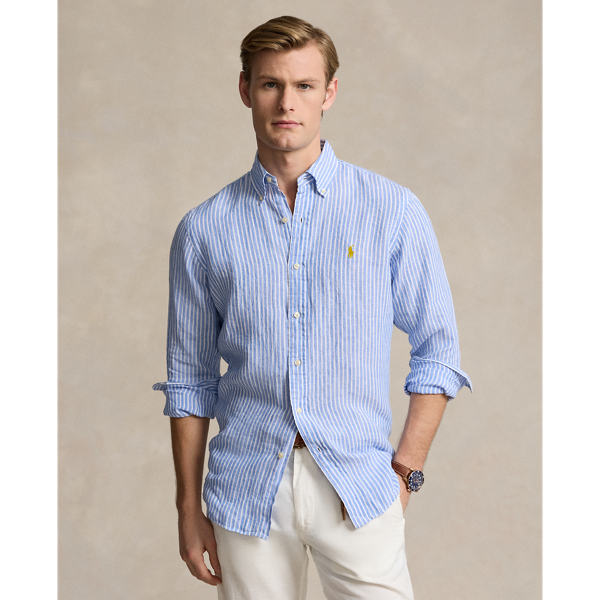 Ralph lauren mens white linen shirt best sale