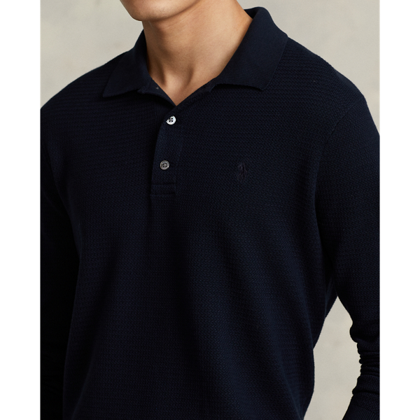 Polo textur&eacute; &agrave; coupe ajust&eacute;e Polo Ralph Lauren en Aviator Navy 5