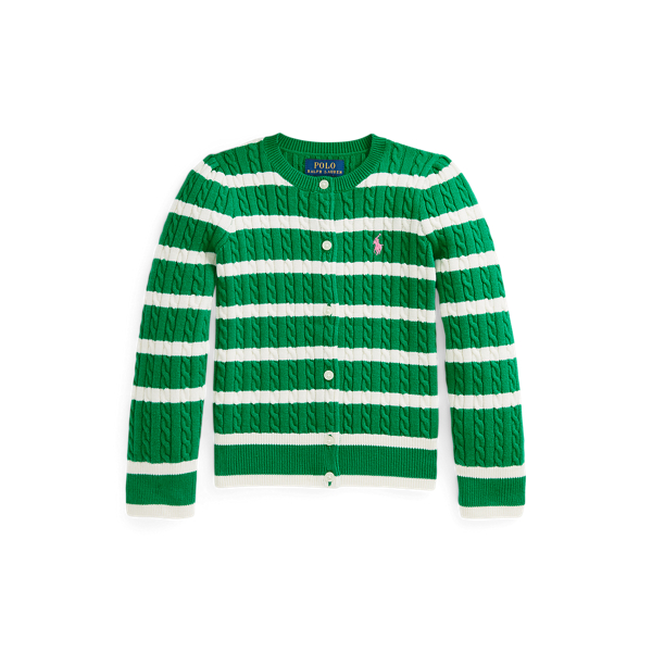 Striped Mini-Cable Cotton Cardigan Girls 1.5-6.5 Years 1