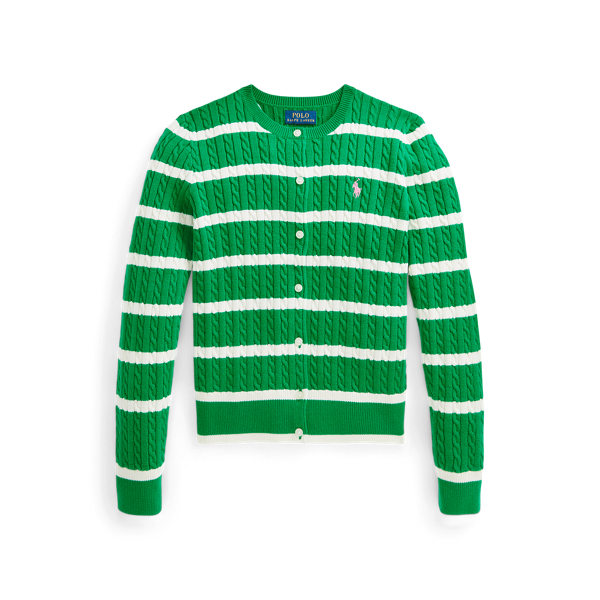 Striped Mini-Cable Cotton Cardigan Girls 7-14 Years 1