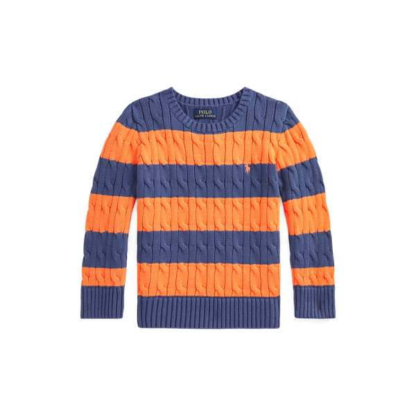 Striped Cable-Knit Cotton Jumper