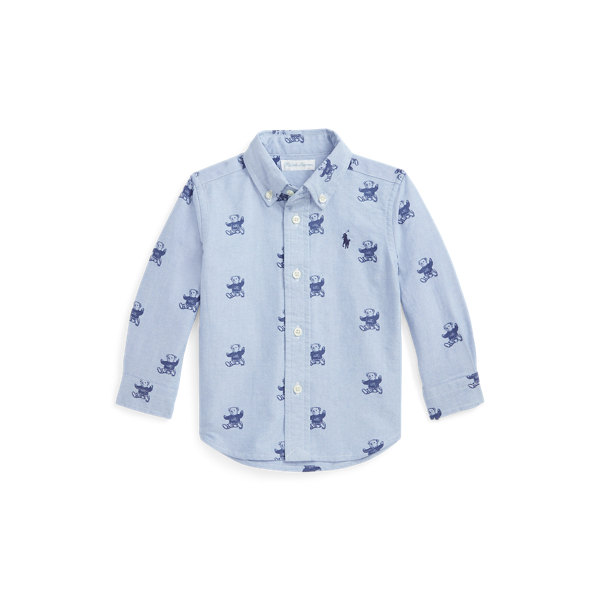 Sitting Bear Cotton Oxford Shirt Baby Boy 1