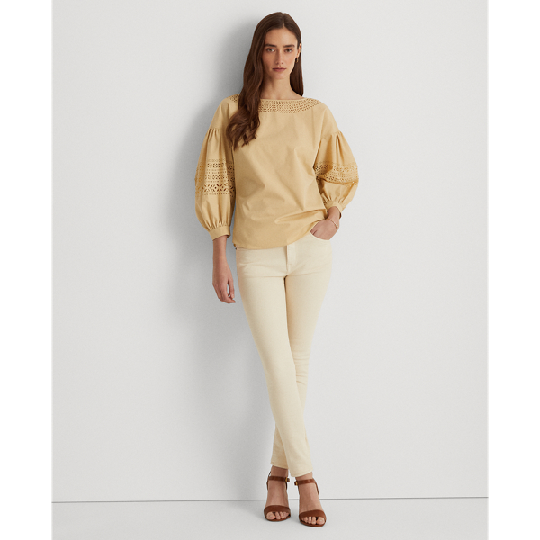 Bluse aus Popeline mit Puff&auml;rmeln Lauren in Zartes Pergament 4