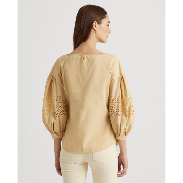 Bluse aus Popeline mit Puff&auml;rmeln Lauren in Zartes Pergament 5