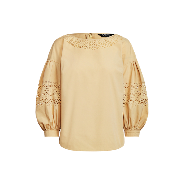 Bluse aus Popeline mit Puff&auml;rmeln Lauren in Zartes Pergament 2
