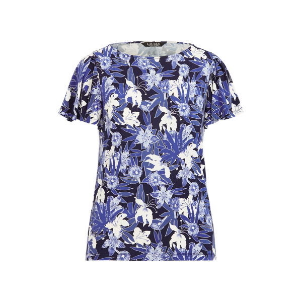 Floral Flutter-Sleeve Tee Lauren 1