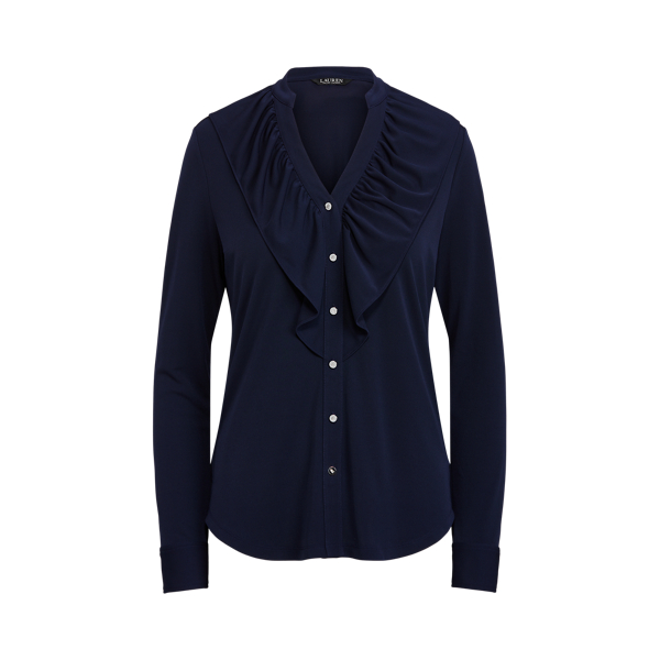 Ruffle-Trim Stretch Jersey Shirt Lauren 1