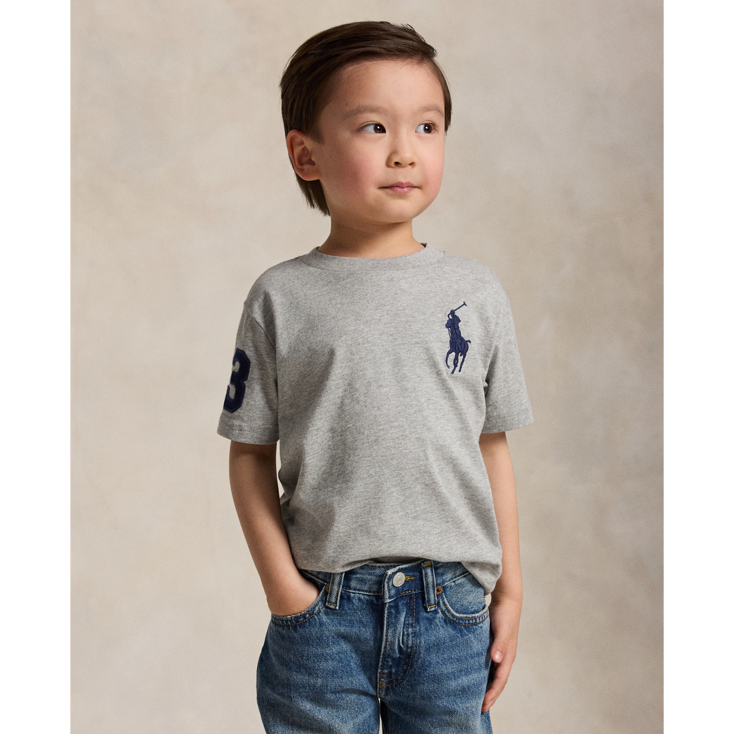 Детская футболка Ralph Lauren Big Pony Cotton Jersey, цвет: Меланжевый — фото 4