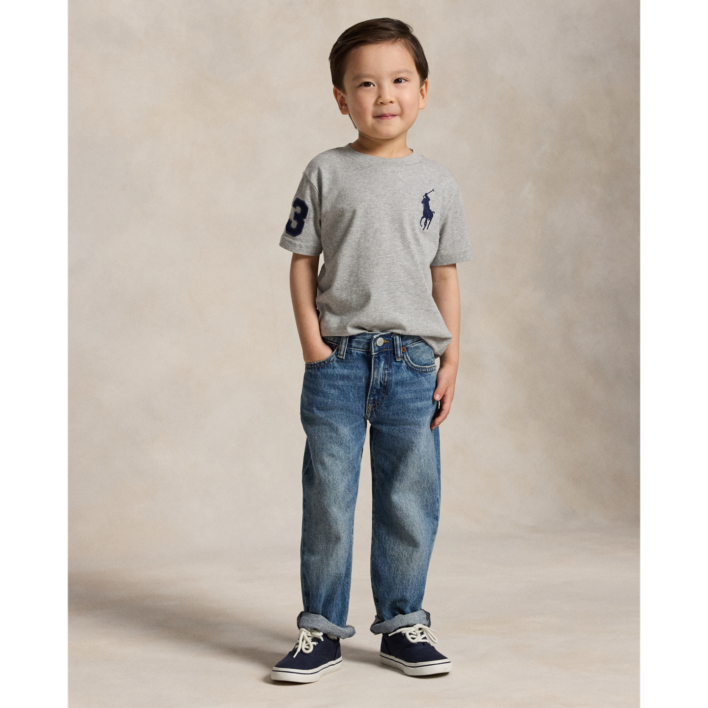 Детская футболка Ralph Lauren Big Pony Cotton Jersey, цвет: Меланжевый — фото 2