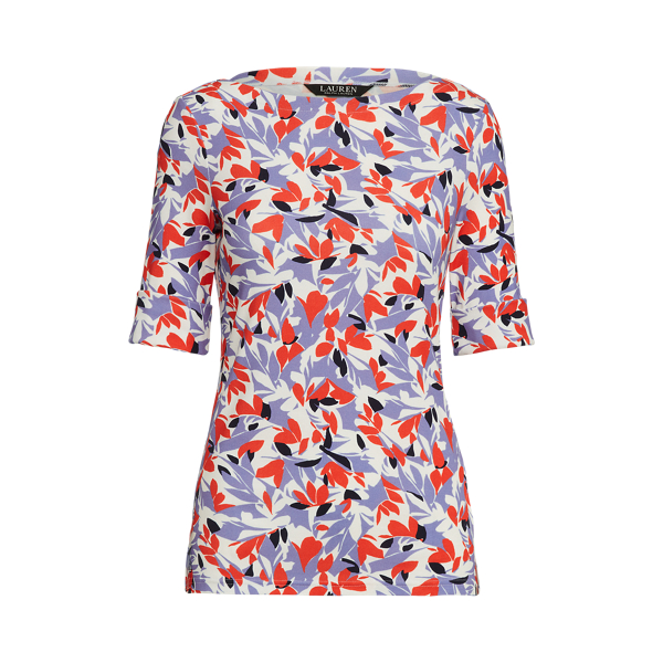 Top con cuello barco de flores Lauren en 1