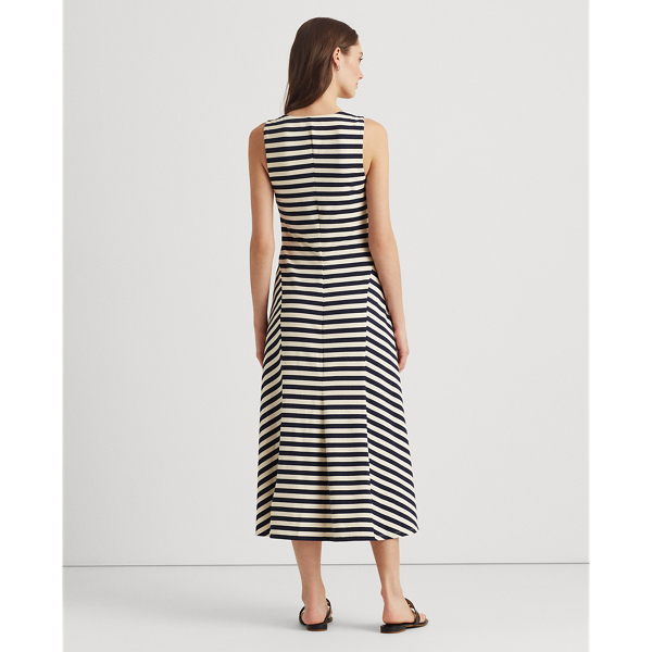 Refined Navy/Cream Striped Sleeveless Dress Lauren 5