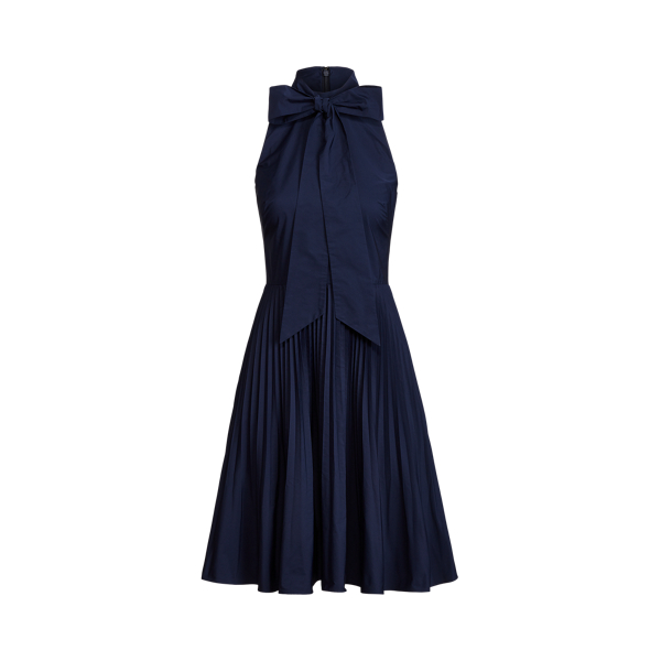Tie-Neck Sleeveless Taffeta Dress Lauren 1