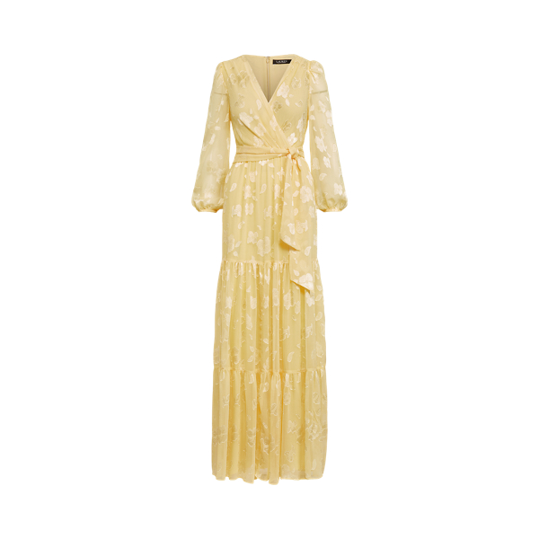 Crinkled Floral Jacquard Gown Lauren 1