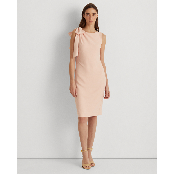 Robe de cocktail sans manches en cr&ecirc;pe Lauren en Rose p&acirc;le 4