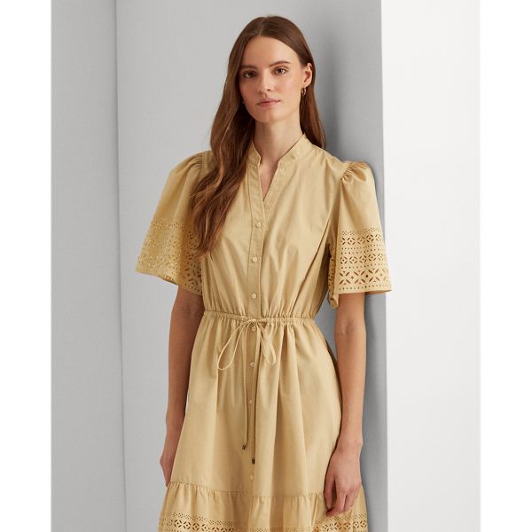 Pale Parchment Laser-Cut Poplin Dress Lauren 4