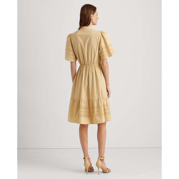 Pale Parchment Laser-Cut Poplin Dress Lauren 5