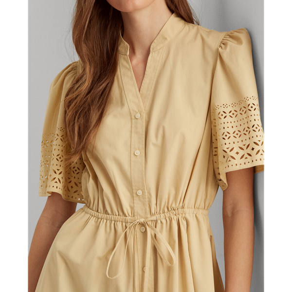 Pale Parchment Laser-Cut Poplin Dress Lauren 6