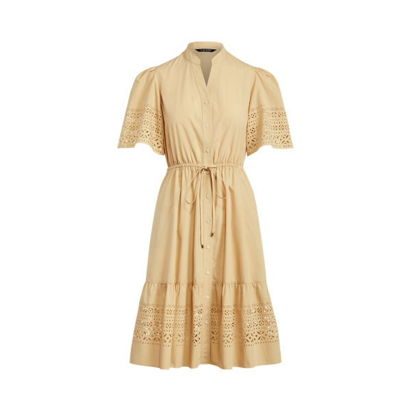 Pale Parchment Laser-Cut Poplin Dress Lauren 2