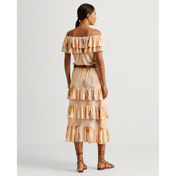 Schulterfreies, gebl&uuml;mtes Kleid Lauren in Zartrosa/Salbei Multi 5