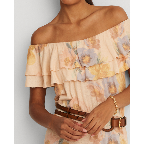 Schulterfreies, gebl&uuml;mtes Kleid Lauren in Zartrosa/Salbei Multi 6