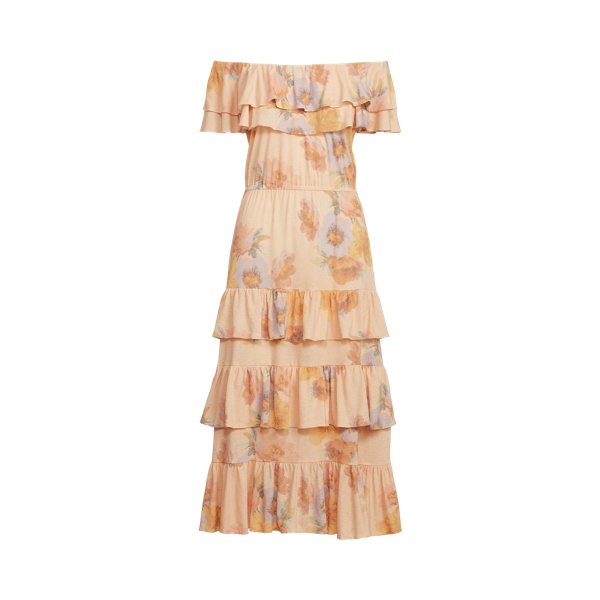 Schulterfreies, gebl&uuml;mtes Kleid Lauren in Zartrosa/Salbei Multi 2