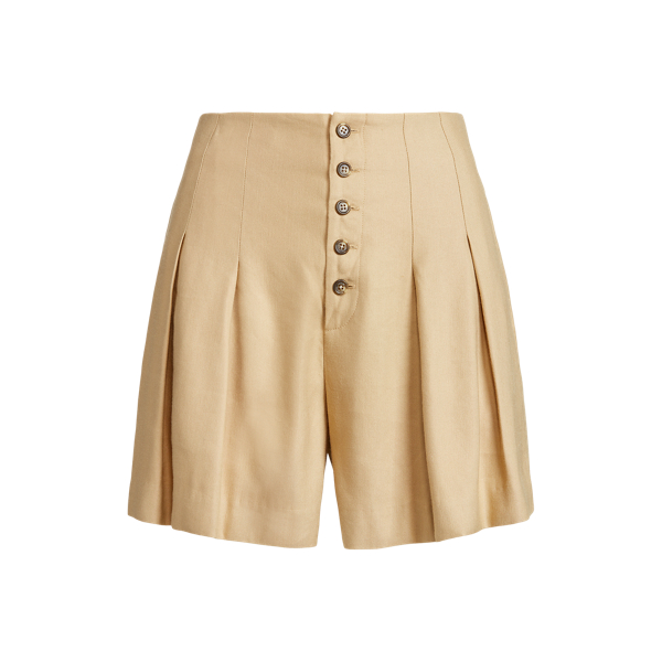 Short pliss&eacute; en serg&eacute; de lin Lauren en 1