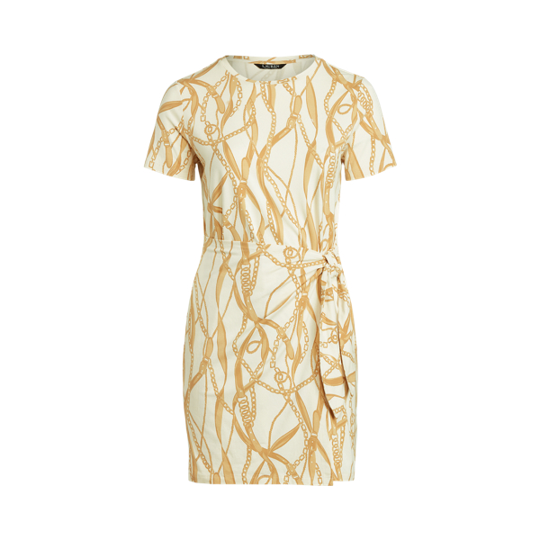Belting-Print Tie-Waist T-Shirt Dress Lauren Woman 1