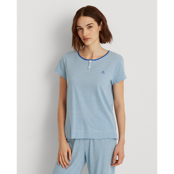 Blue Stripe Striped Cotton-Blend Sleep Set Lauren 3