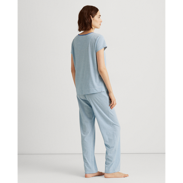 Blue Stripe Striped Cotton-Blend Sleep Set Lauren 4