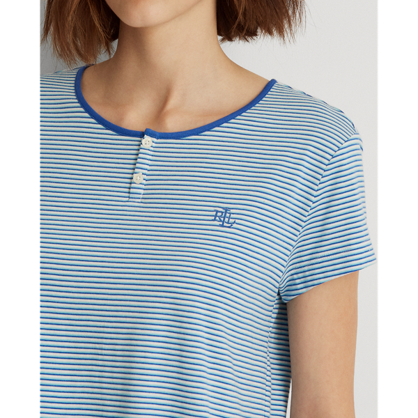 Blue Stripe Striped Cotton-Blend Sleep Set Lauren 5