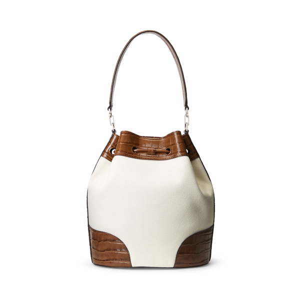 Gro&szlig;e Andie Beuteltasche aus Segeltuch Lauren in Natur/Sattelbraun 6