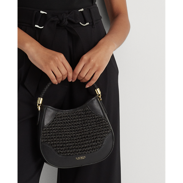 Black Straw Small Charli Shoulder Bag Lauren 7