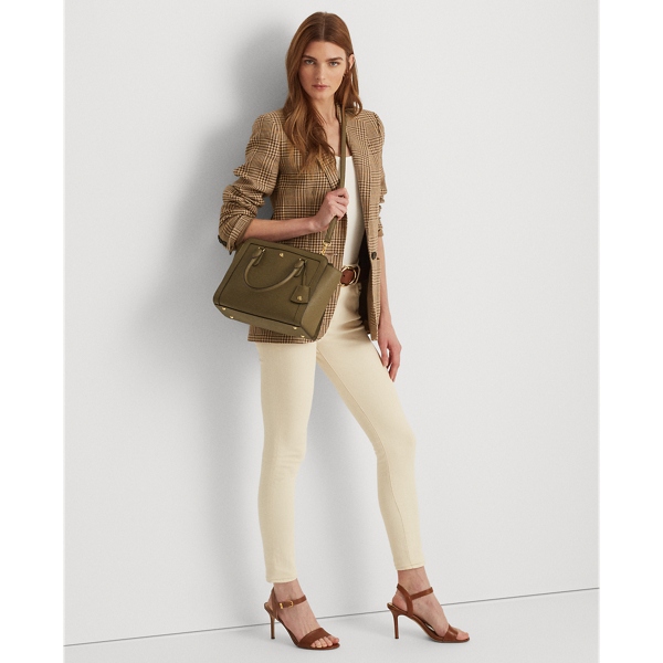 Sage Crosshatch Leather Medium Brooke Satchel Lauren 6