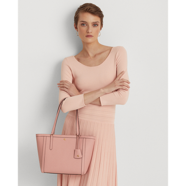 Tote Clare media in pelle tratteggiata Lauren in Rosa cuoio 6