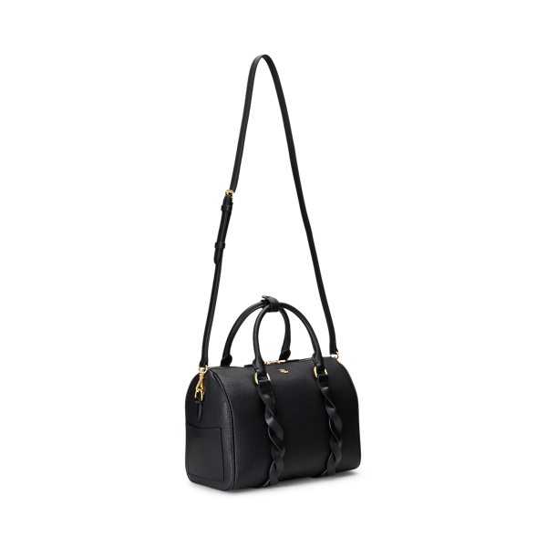 Sacoche moyenne Kaden en cuir tress&eacute; Lauren en Black 3