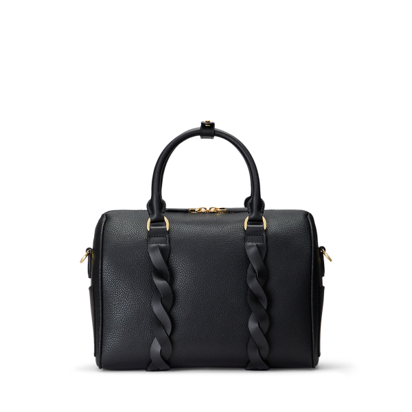 Sacoche moyenne Kaden en cuir tress&eacute; Lauren en Black 5