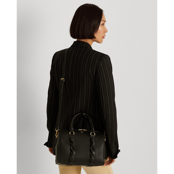 Sacoche moyenne Kaden en cuir tress&eacute; Lauren en Black 7