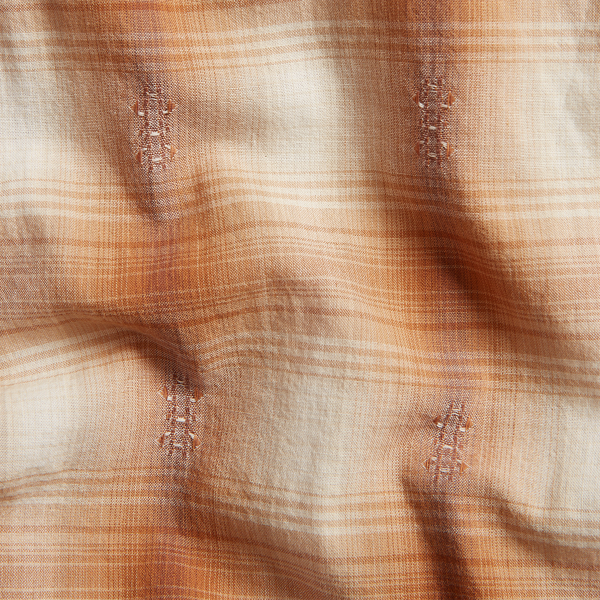 Camisa de trabalho em xadrez tecida RRL em RL-493 Tan/Cream 5