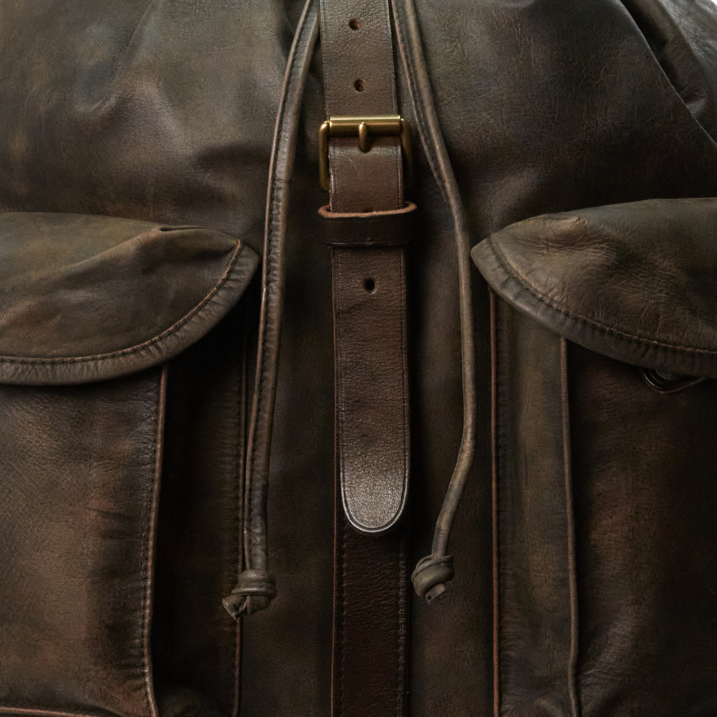 Мужской кожаный рюкзак Ralph Lauren, цвет: Чёрный коричневый — фото 4
