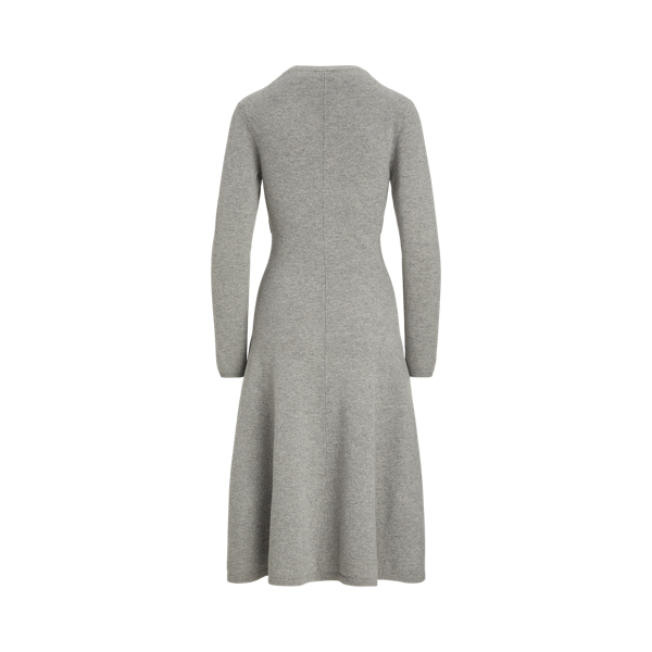 Fawn Grey Heather Wool-Blend Tie-Waist Dress Polo Ralph Lauren 2