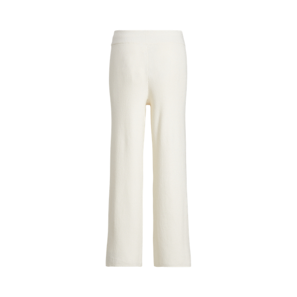 Mascarpone Cream Rib-Knit Wide-Leg Jumper Trouser Lauren 2