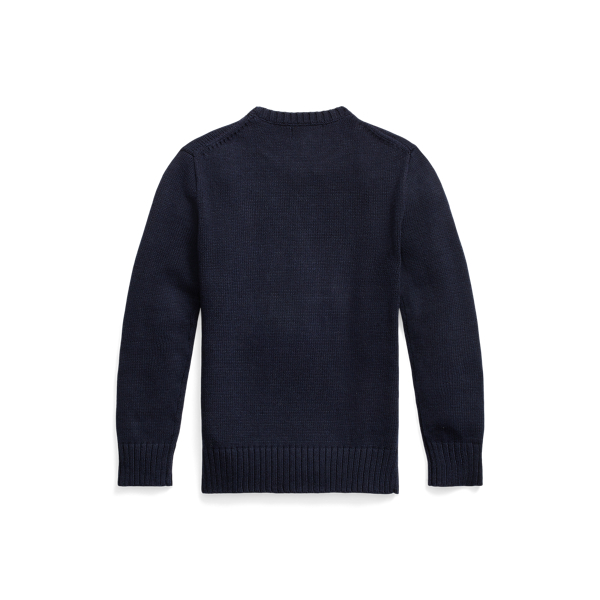 Navy Ski Polo Bear Cotton-Blend Jumper Boys 6-14 Years 2